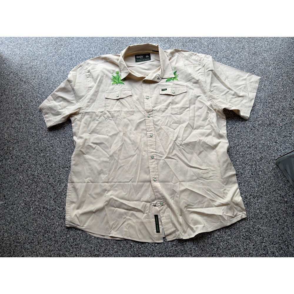 Howler Bros Verde Collection Western Shirt XXL Sand Agave Embroidered Pearl Snap